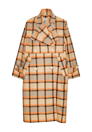 Henrik Vibskov checked double-breasted trench coat - Yellow