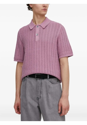 SAMSOE SAMSOE open-knit short-sleeve polo shirt - Pink
