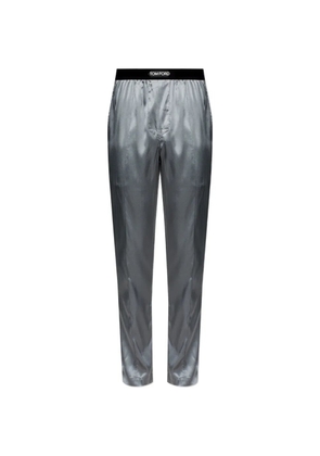 TOM FORD logo-waistband pajama bottoms - Grey