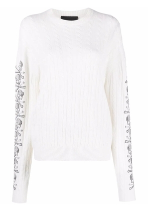 Philipp Plein sequin skull pullover jumper - Neutrals