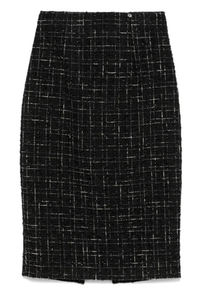NISSA high-waisted bouclé midi skirt - Black