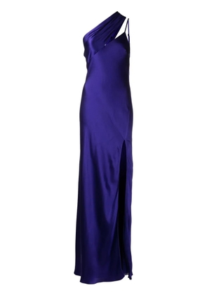 Michelle Mason side-slit one-shoulder gown - Blue