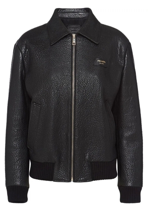 Prada crocodile-embossed leather jacket - Black