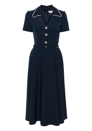 NISSA V-neck belted midi dress - Blue