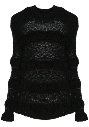 HELIOT EMIL striped open-knit jumper - Black