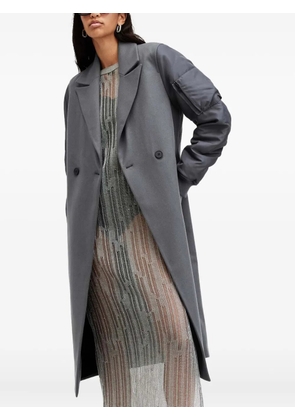 AllSaints Paulah bomber-sleeve double-breasted coat - Grey
