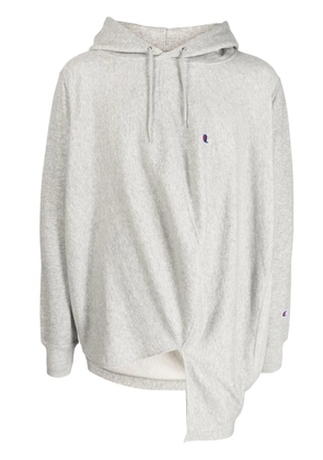 Anrealage draped drawstring hoodie - Grey