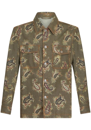 ETRO paisley-print denim shirt jacket - Green