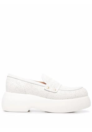 AGL perforated-design platform loafers - White