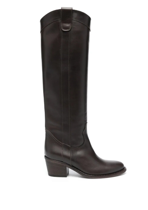 Via Roma 15 almond-toe leather boots - Brown