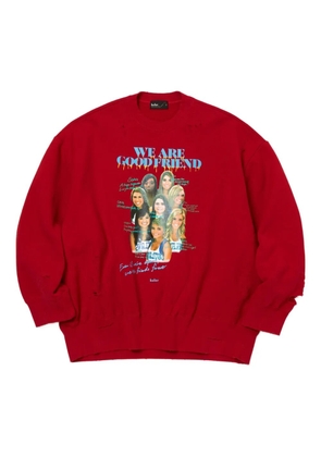 Kolor graphic-print distressed sweatshirt - Red