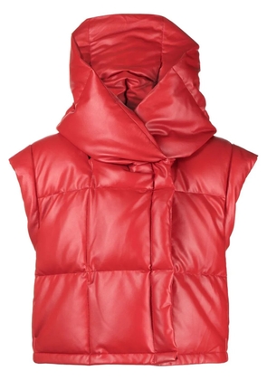 Goen.J Vegan-leather quilted-down gilet - Red