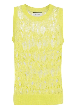 Taakk open-knit crew-neck vest - Yellow