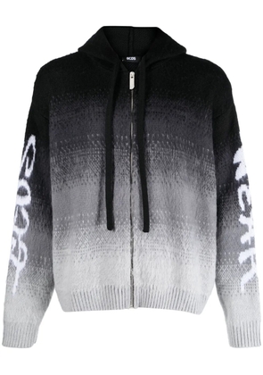 GCDS intarsia-knit hooded jacket - Black