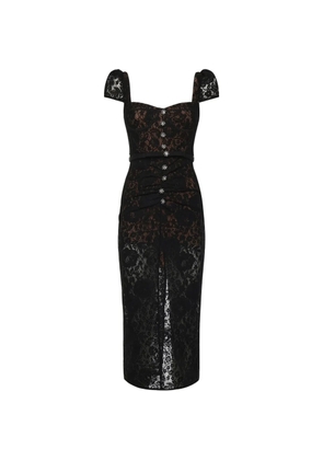 Self-Portrait lace button midi dress - Black