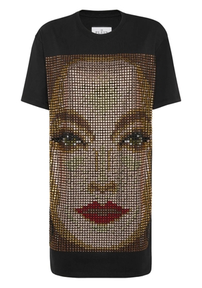 Philipp Plein rhinestone-embellished jersey dress - Black