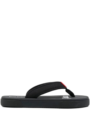 Palm Angels logo-tag flip flops - Black