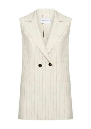 SIMONA CORSELLINI Gessato pinstripe double-breasted waistcoat - Neutrals