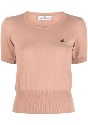 Vivienne Westwood Orb-embroidered knitted top - Neutrals