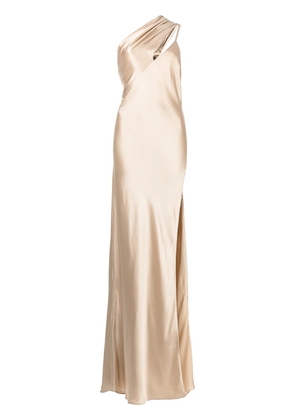 Michelle Mason side-slit one-shoulder gown - Gold