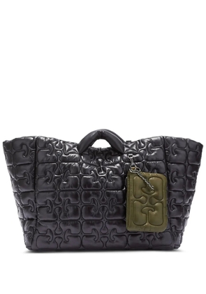 GANNI XXL logo-quilted tote bag - Black