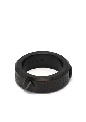 Philipp Plein Hexagon engraved-logo ring - Grey