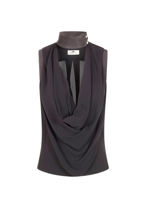 Elisabetta Franchi cowl-neck sleeveless blouse - Grey