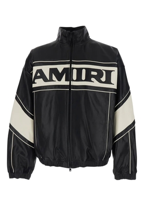 AMIRI logo-print leather jacket - Black