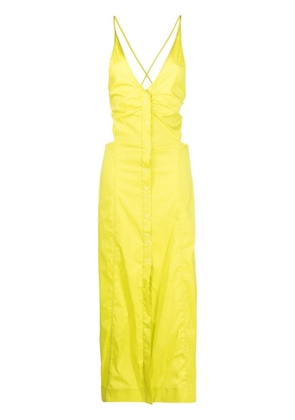 GANNI crossover-strap button-fastening dress - Yellow