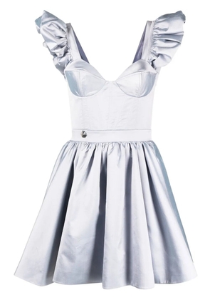 Philipp Plein ruffle-detail silk mini dress - Purple