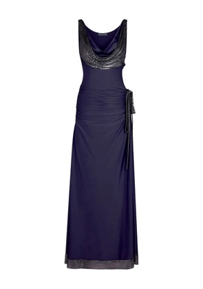 Rabanne cowl-neck sequin-detail dress - Blue