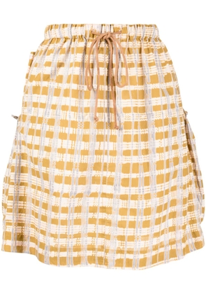 STORY mfg. check-print drawstring skirt - Brown