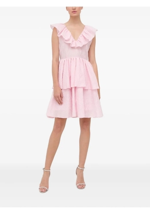 Custommade frill-detailing textured mini day dress - Pink