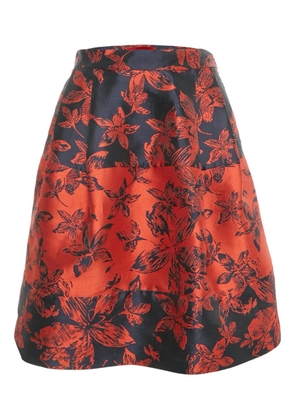 Carolina Herrera Vintage S floral jacquard pleated skirt - Red