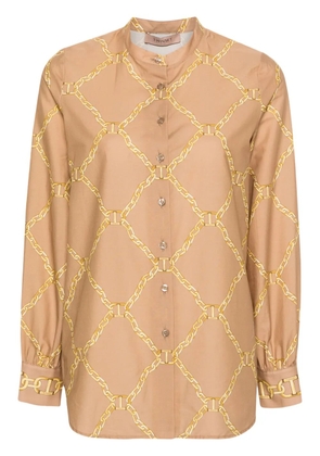 TWINSET chain-print poplin shirt - Neutrals