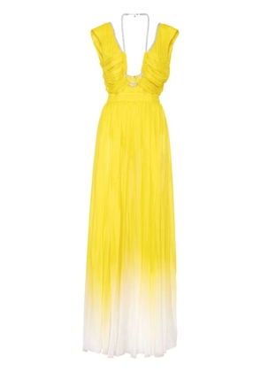 Philipp Plein V-neck silk maxi dress - Yellow