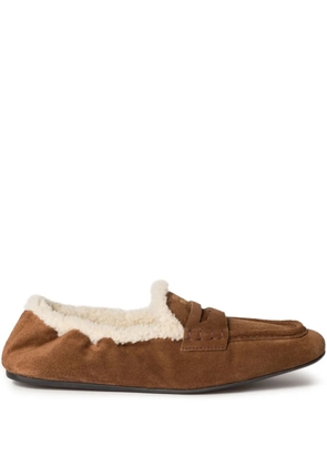 Miu Miu logo-detail suede loafers - Brown