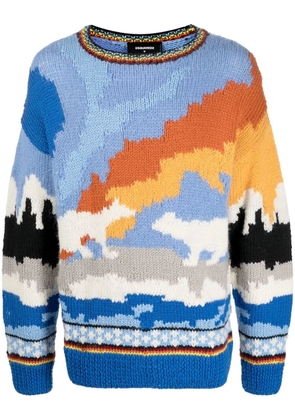 DSQUARED2 intarsia-knit design jumper - Blue