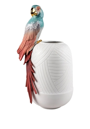 Lladró Macaw bird porcelain vase (56cm) - White
