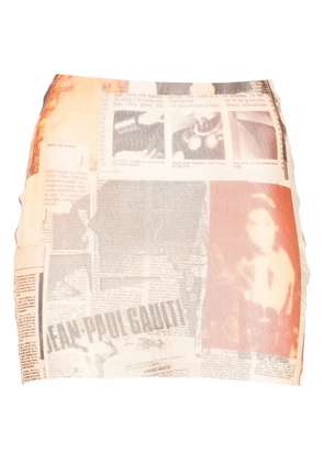 Jean Paul Gaultier newspaper-print mini skirt - Neutrals
