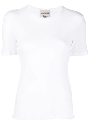 Semicouture lettuce-hem short-sleeve T-shirt - White