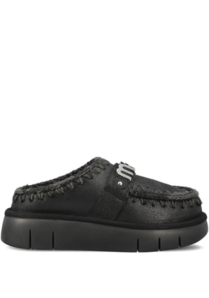 Mou Bounce logo-plaque braided-trim sandals - Black