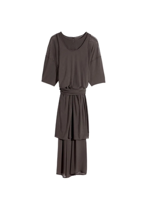 LEMAIRE draped mesh double layer dress - Brown