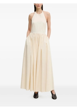 Isabelle Blanche halter-neck gathered maxi dress - Neutrals
