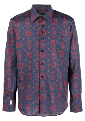 Billionaire abstract pattern print cotton shirt - Blue