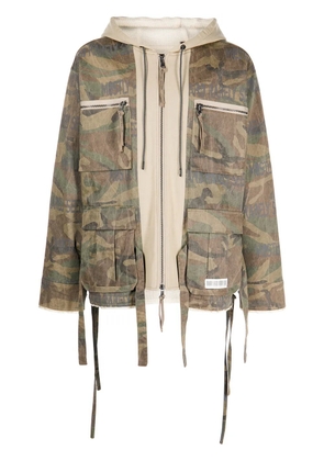 Mostly Heard Rarely Seen M65 camouflage zip hybrid jacket - Green