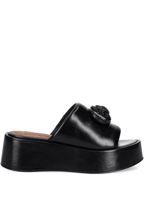 Kurt Geiger London leather platform slides - Black