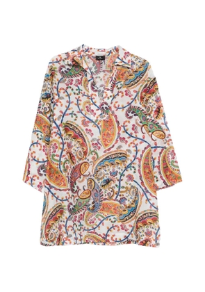 ETRO paisley V-neck mini dress - White