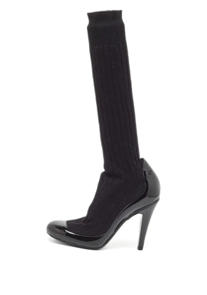 CHANEL Pre-Owned 100mm sock-style knee-high pumps - Black