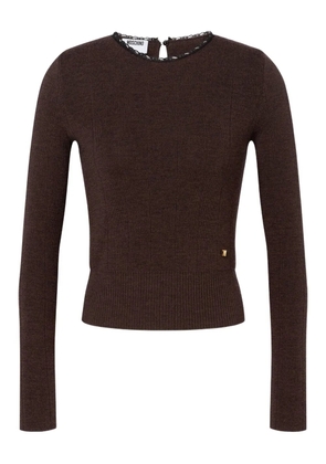 Moschino lace-trimmed wool sweater - Brown